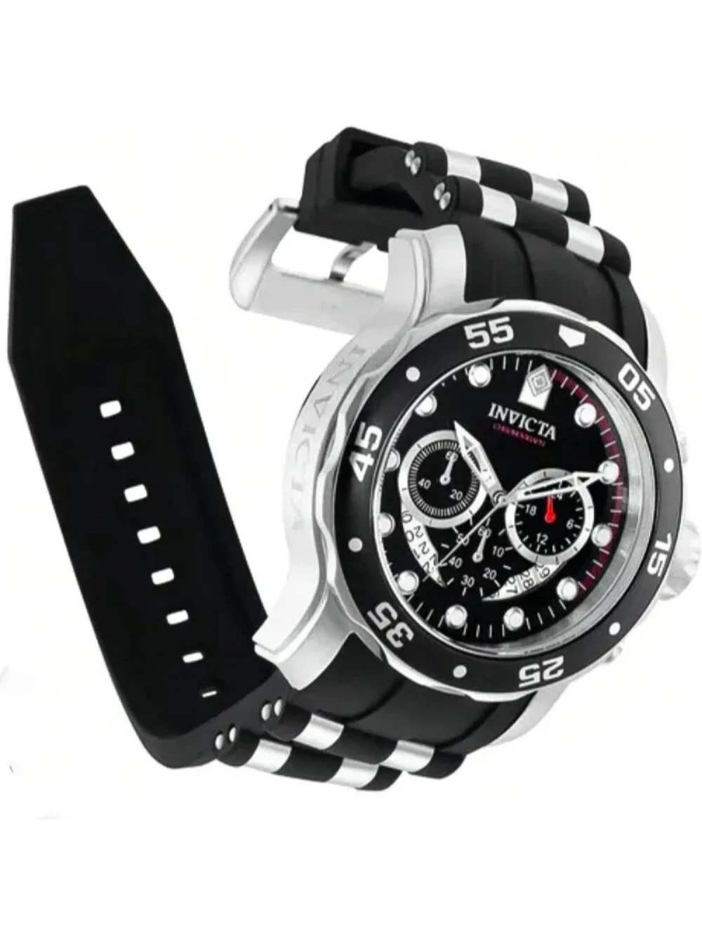 Invicta Black Watch with Green Accents and Silver Tone